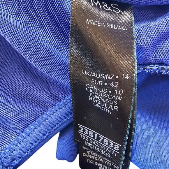 Marks & Spencer Tummy Control Padded Wrap Plunge Swimsuit Iris Size 10 NWT - Picture 7 of 9